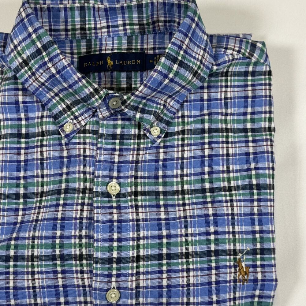 Ralph Lauren Men's Polo Oxford Button Down Long Sleeve Shirt Size MD Plaid Blue
